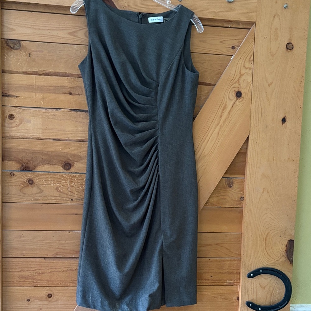 Calvin Klein Charcoal One Shoulder Dress